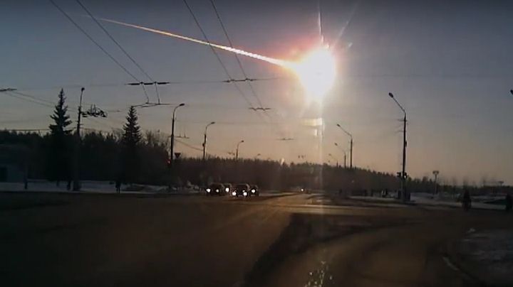 Asteroide caído en Cheliábinsk (Rusia, 2013), captado por una dashcam.