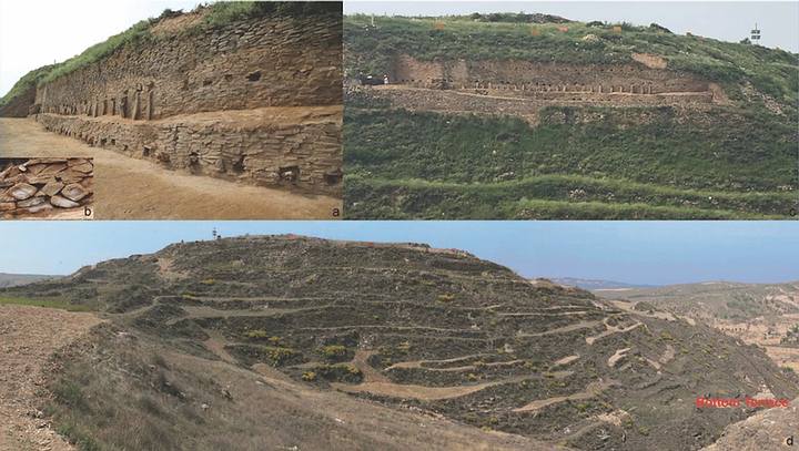 Diferentes vistas de las partes desenterradas de la pirámide. Crédito: Zhouyong Sun y Jing Shao.