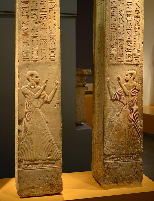 Además de alcalde de Memfis, Ptahmes fue un oficial de alto rango bajo el mando de Seti I y su sucesor Ramsés II. FOTO: Dos de los cuatro pilares hallados en la tumba de Ptahmes, actualmente en el Museo Nacional de Ámsterdam, Holanda.