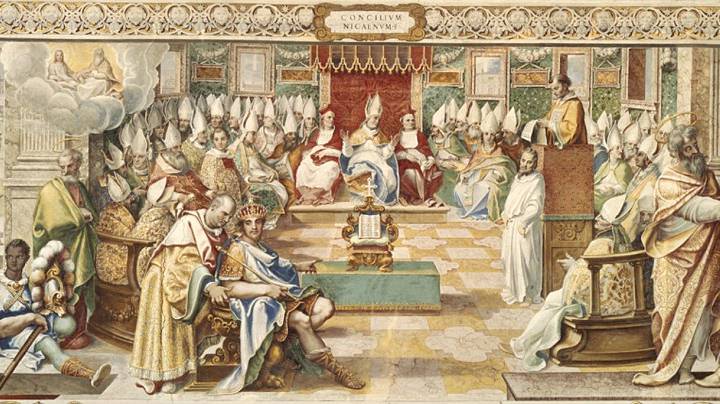 El Primer Concilio de Nicea fue presidido por el obispo Osio de Córdoba, de quien se cree que era uno de los legados del Papa.