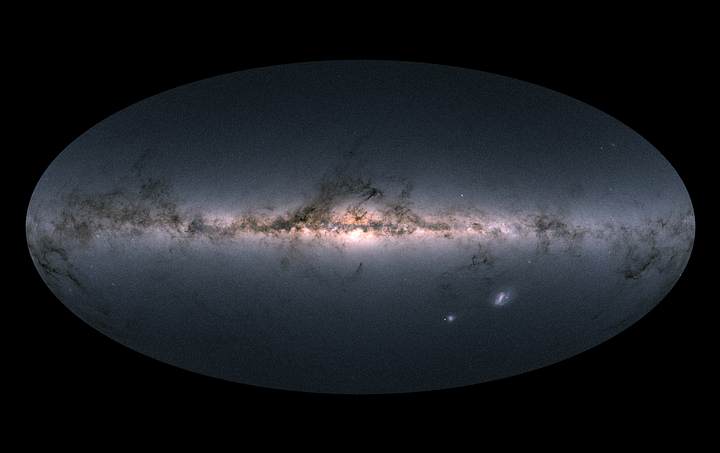 Vista de todo el cielo de los datos más recientes proporcionados por Gaia.